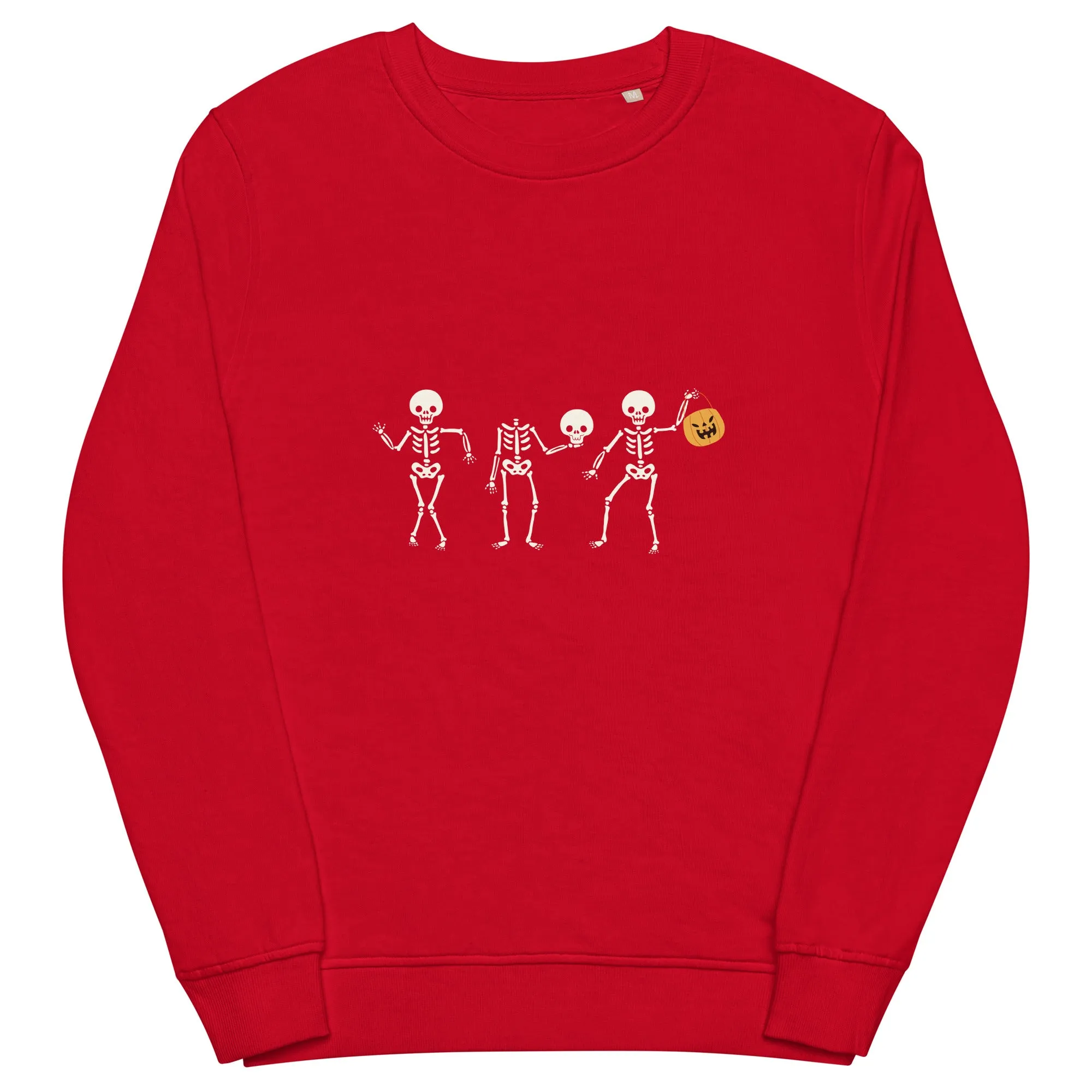 3 Skeleton Dancing Halloween Graphic Women Organic Sweatshirt