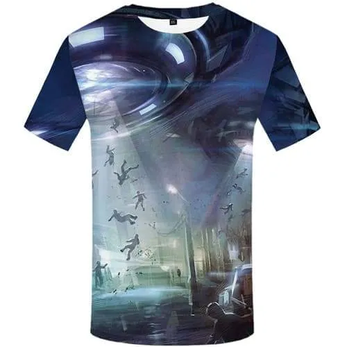 Alien T-shirt Men Ufo T-shirts Graphic Cartoon Shirt Print War T-shirts 3d Punk Tshirts Casual Short Sleeve Punk Rock Men/women