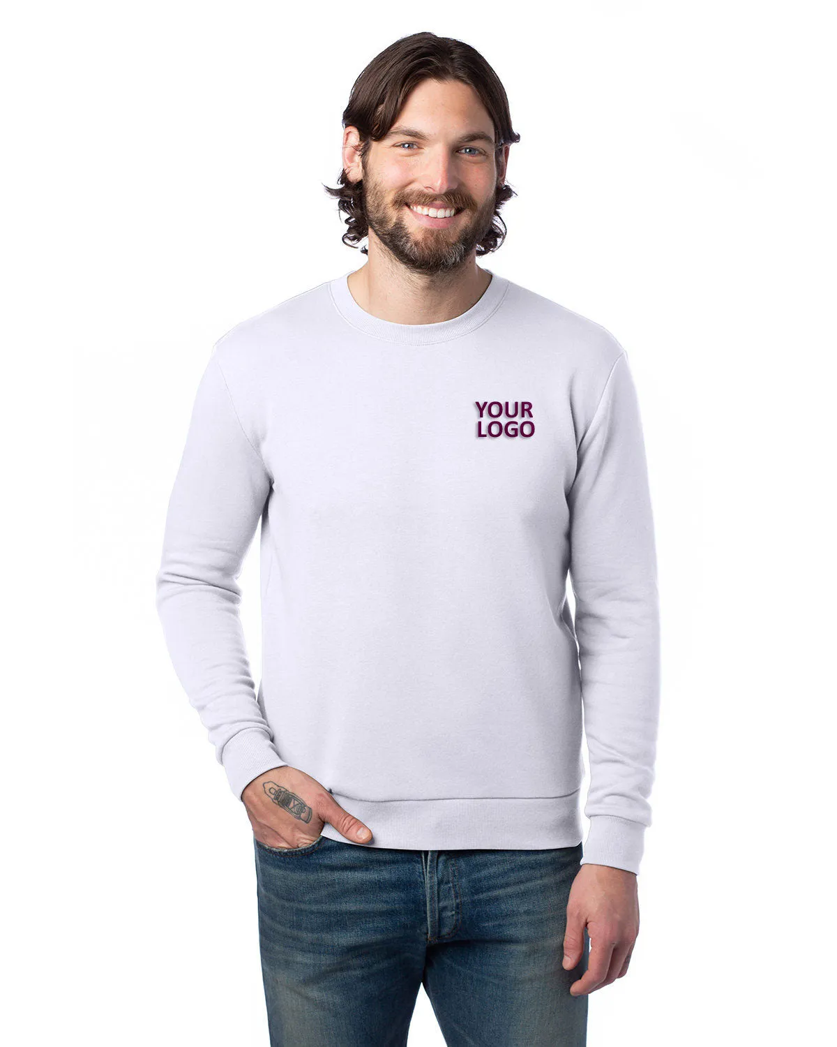 Alternative Unisex Eco-Cozy Fleece Sweatshirt, White