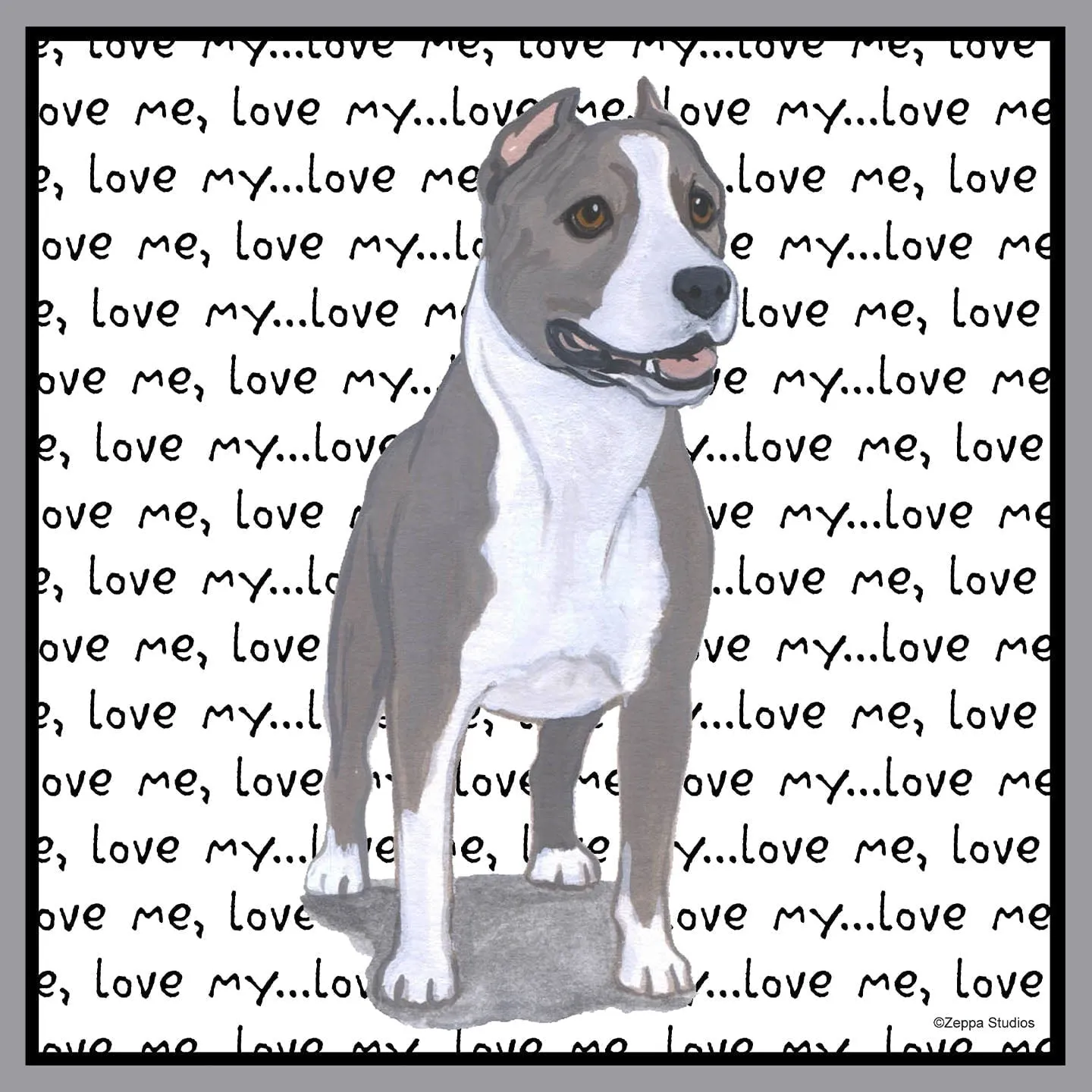 American Staffordshire Terrier Love Text - Adult Unisex Crewneck Sweatshirt