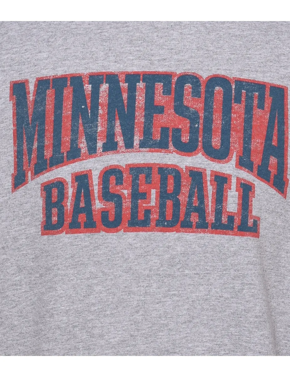 Baseball Minnesota Grey & Navy Printed Sweatshirt - S