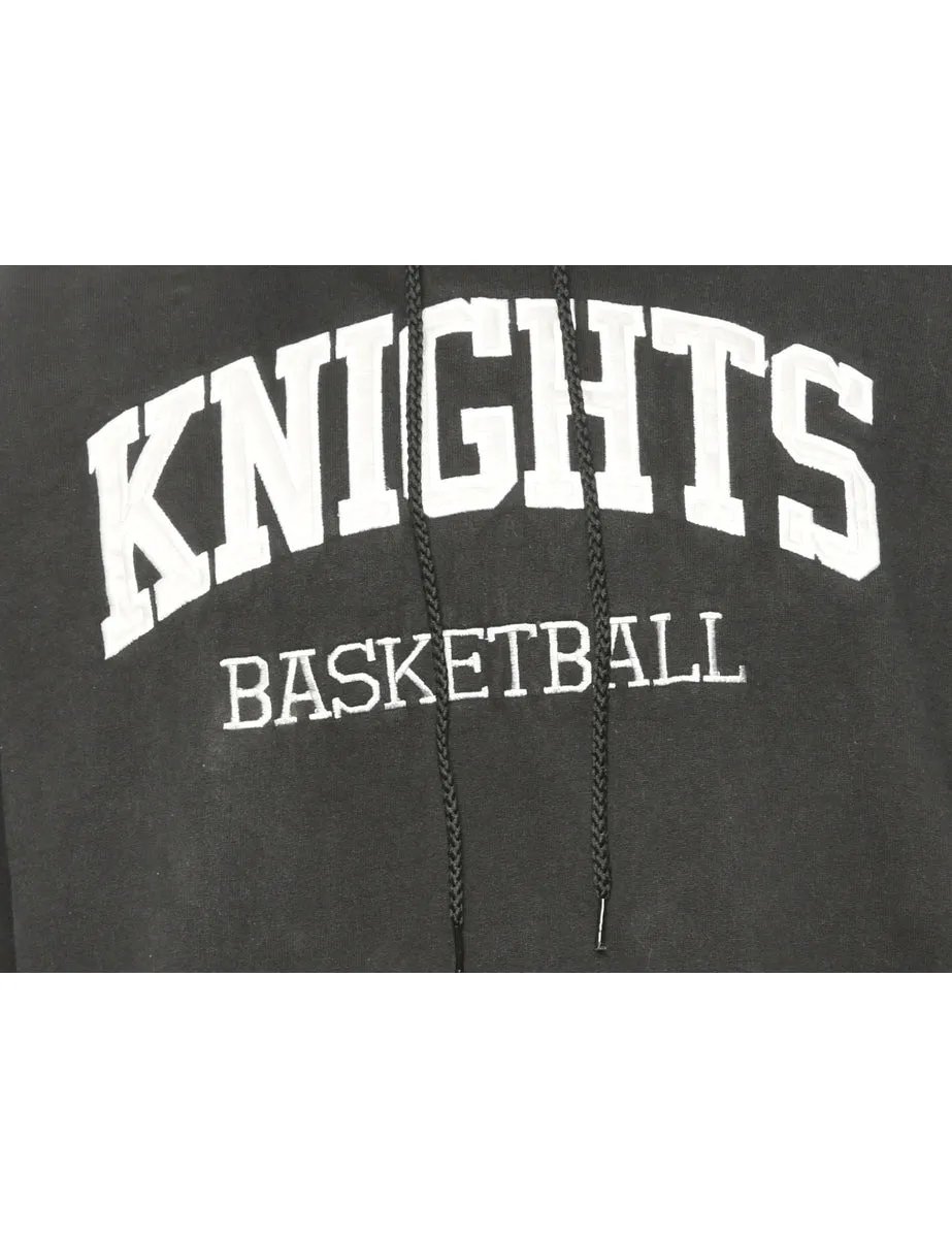 Basketball Printed Black Hoodie - L
