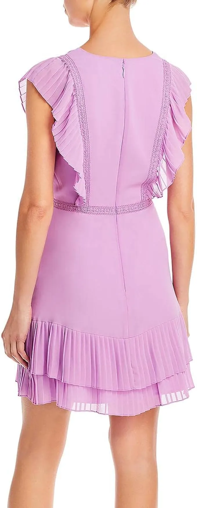 BCBGMAXAZRIA Pleated Ruffled Mini Dress