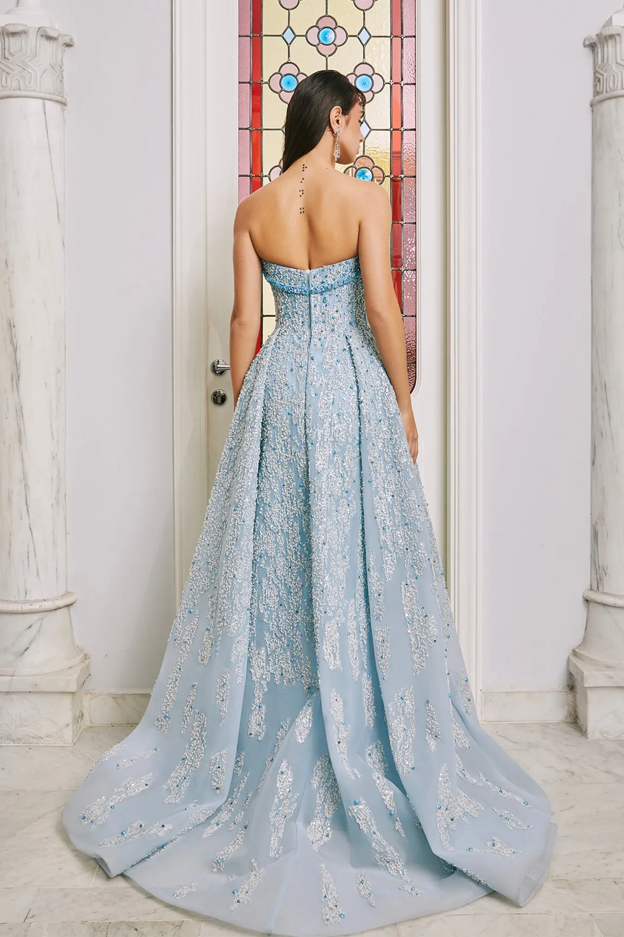 Beaded Strapless A-line Dress