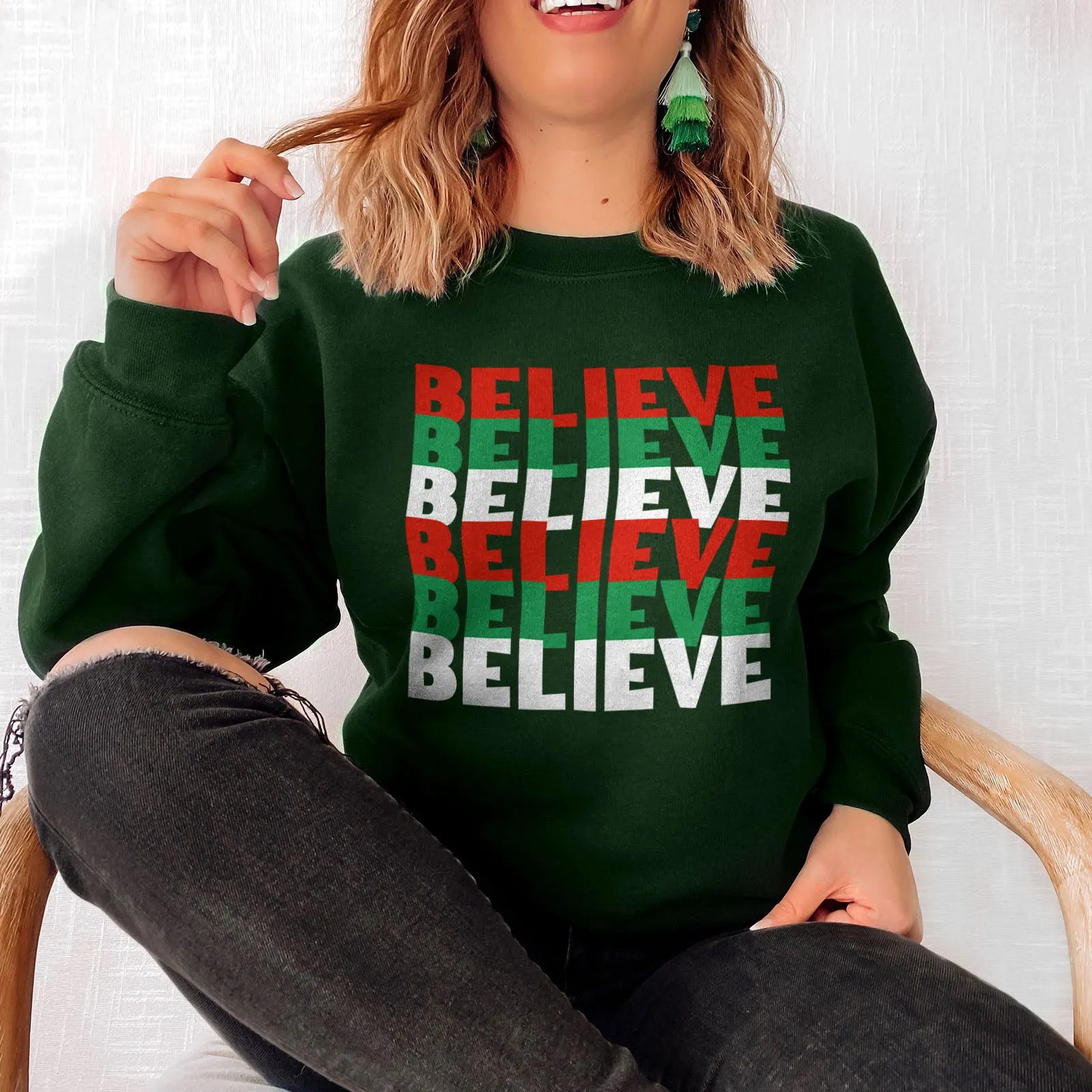 Believe Christmas Colors Sweatshirt