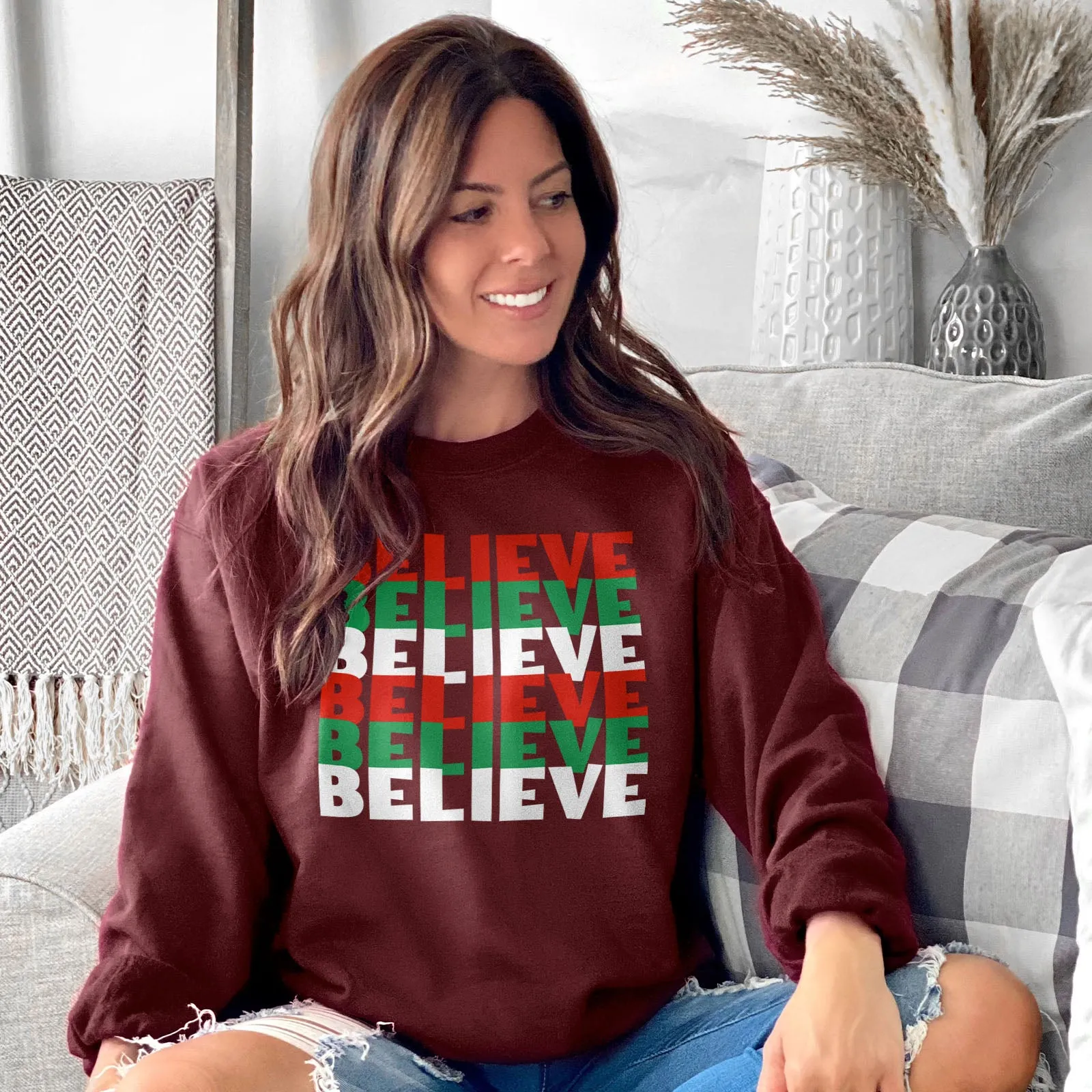 Believe Christmas Colors Sweatshirt