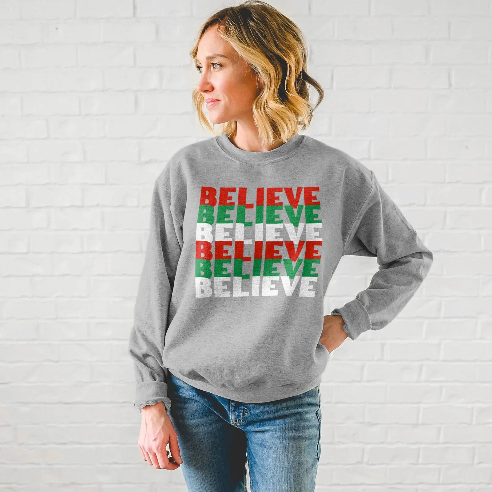Believe Christmas Colors Sweatshirt