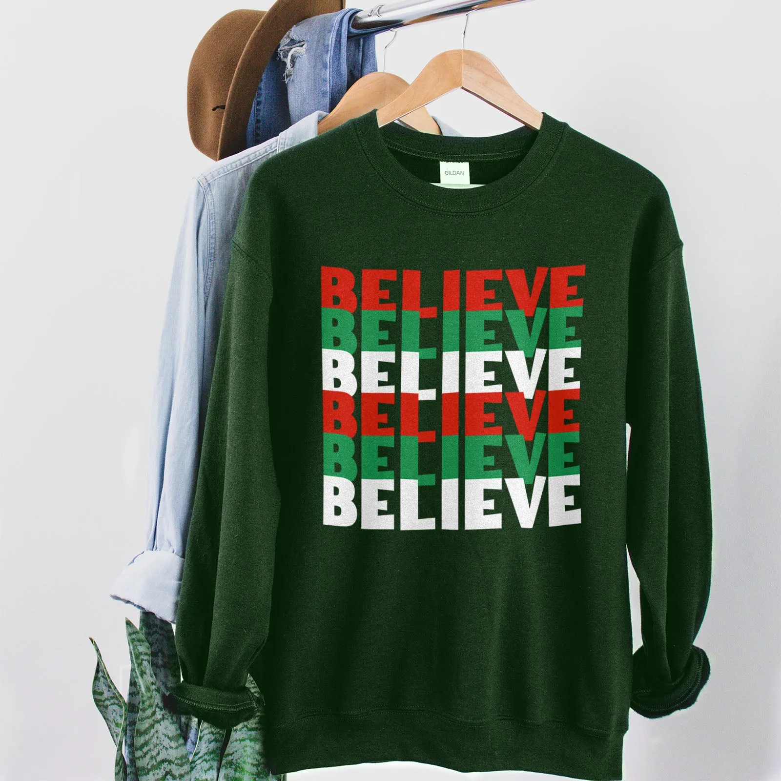 Believe Christmas Colors Sweatshirt