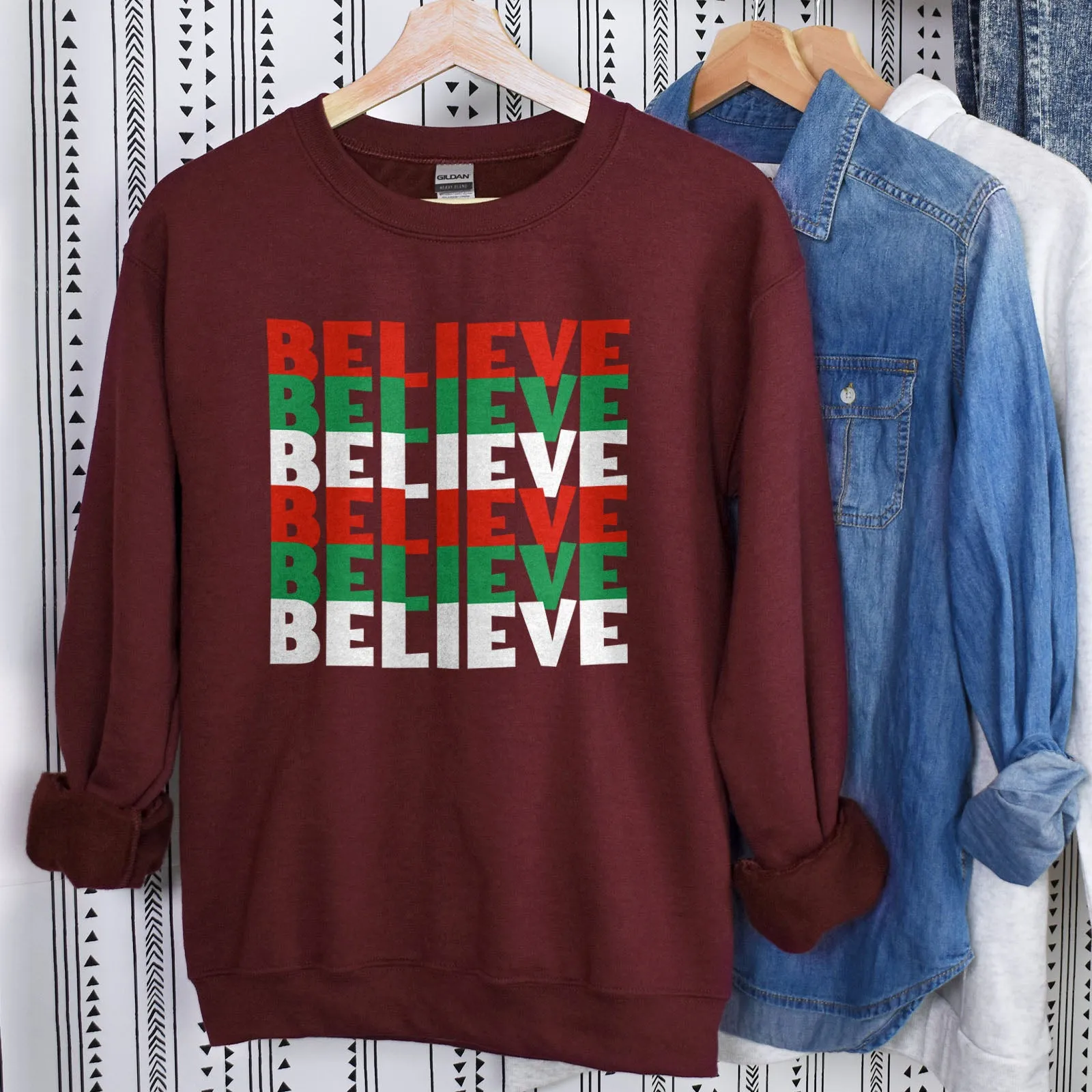 Believe Christmas Colors Sweatshirt