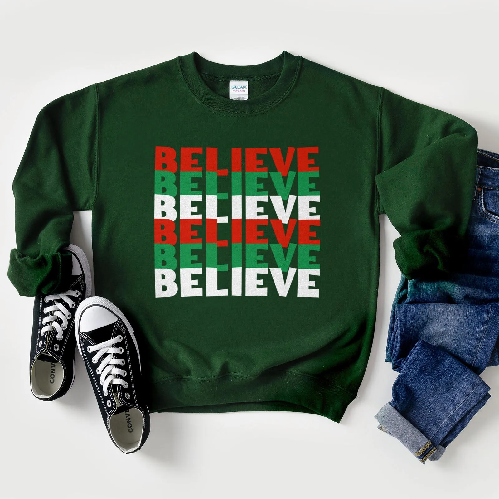 Believe Christmas Colors Sweatshirt