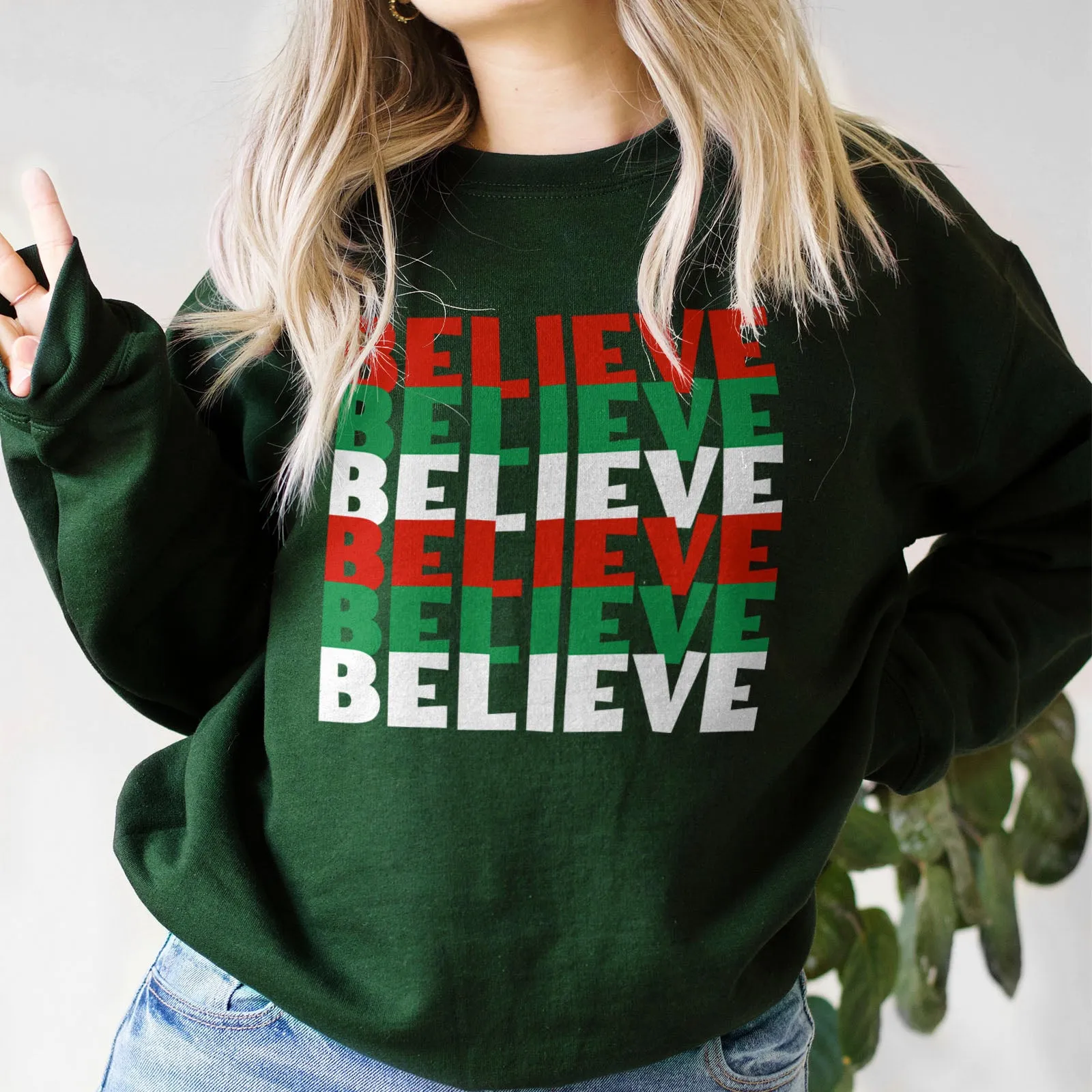 Believe Christmas Colors Sweatshirt