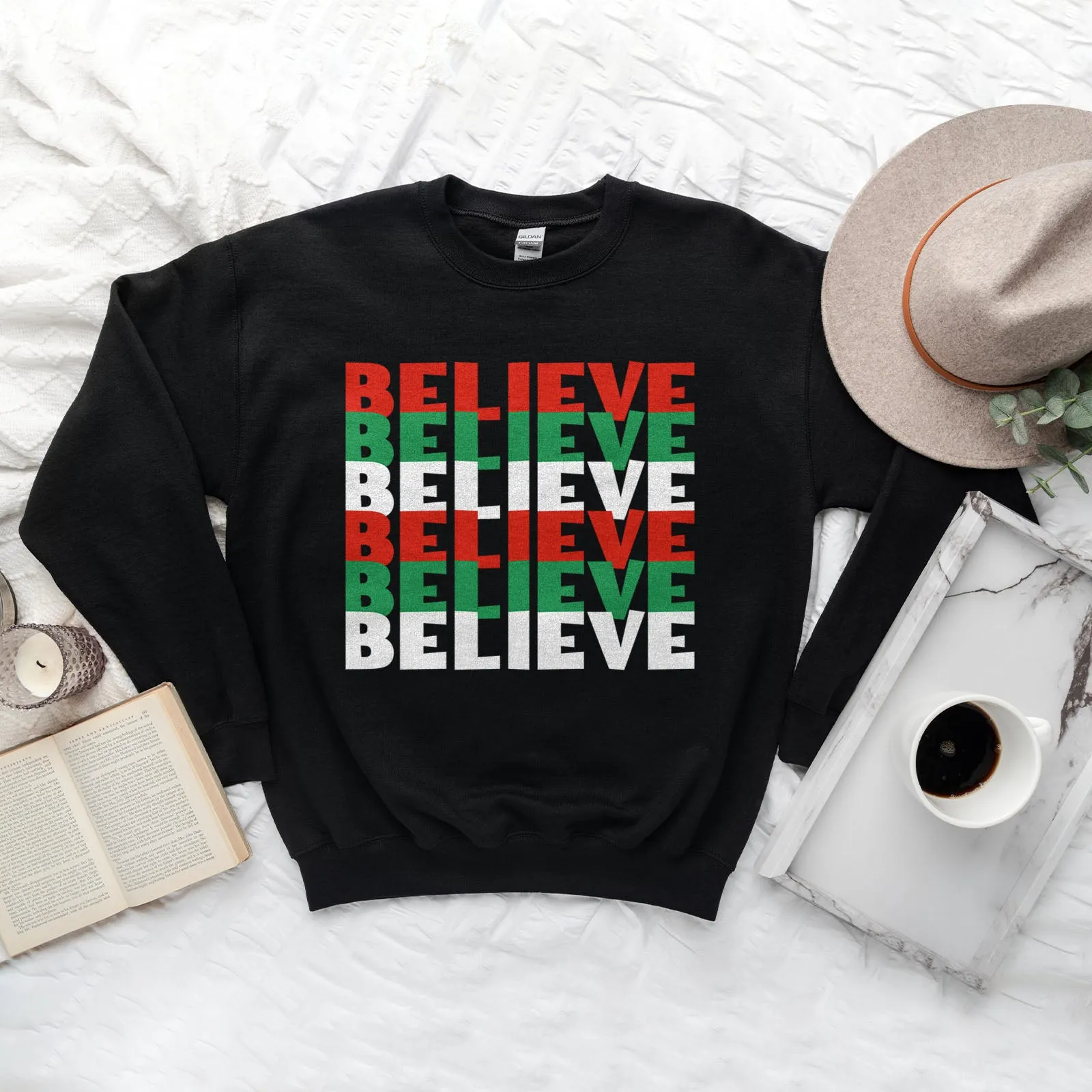 Believe Christmas Colors Sweatshirt