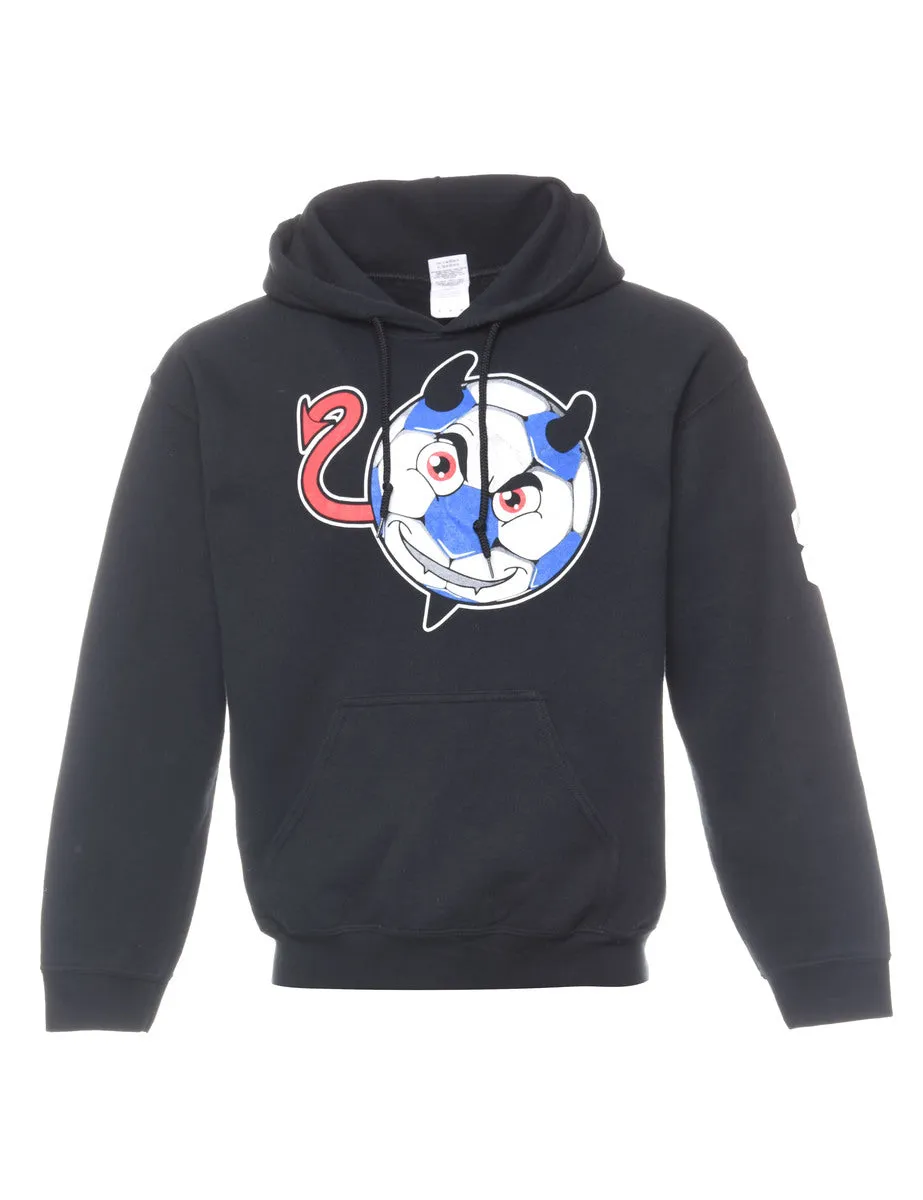 Black Hooded Cartoon Sweatshirt - M