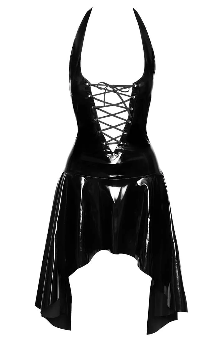 Black lace-up vinyl dress - High Maintenance