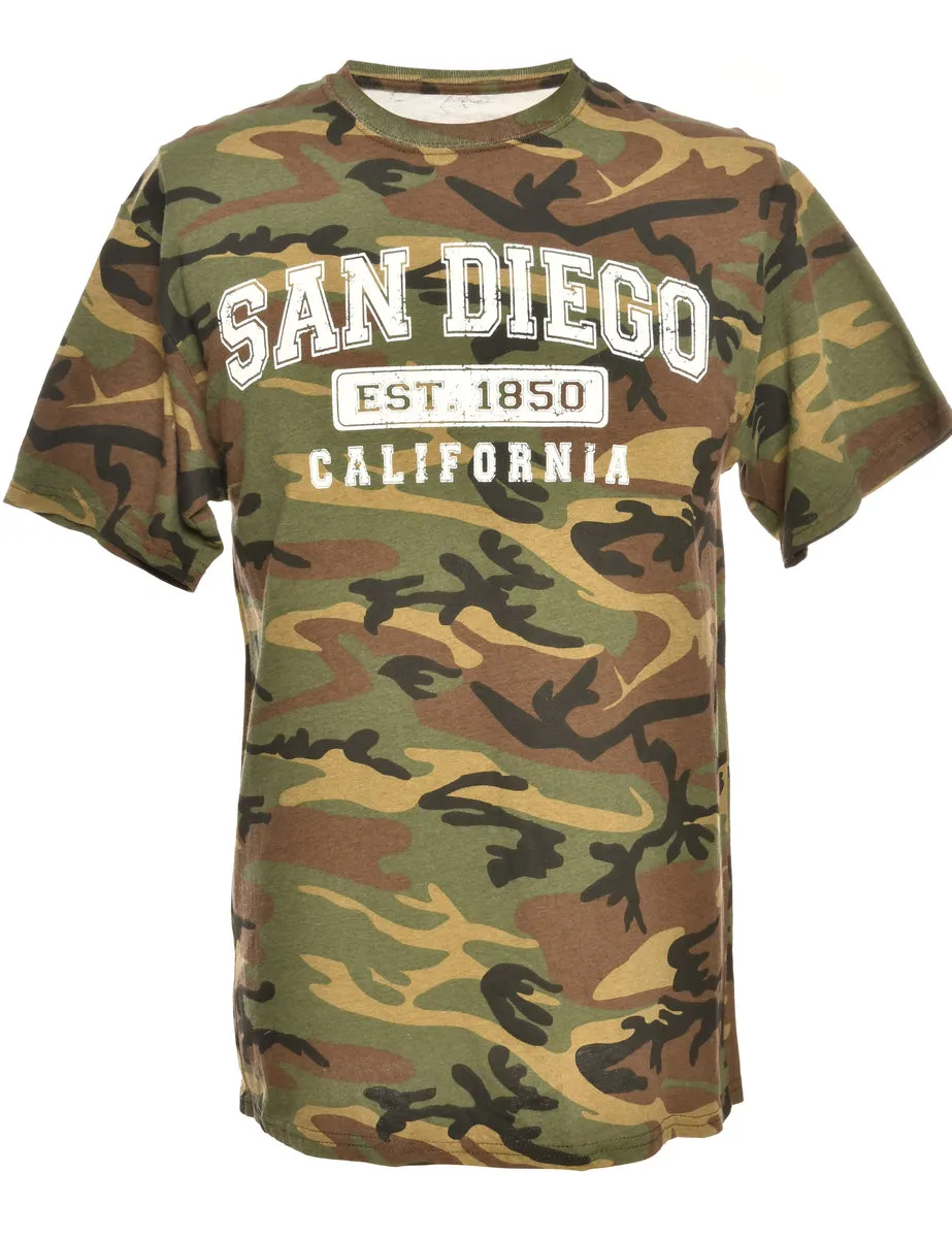 Camouflage Print Printed T-shirt - L