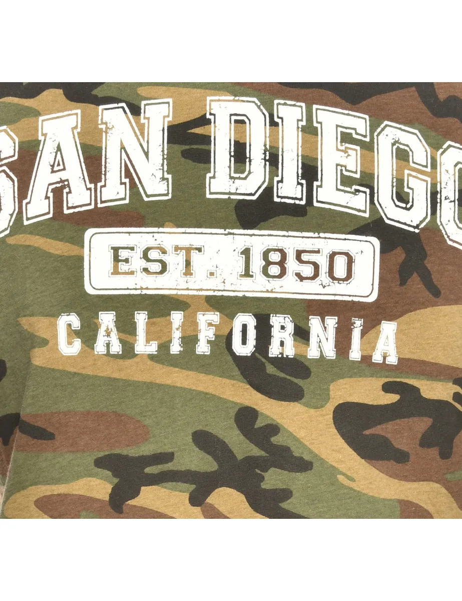 Camouflage Print Printed T-shirt - L