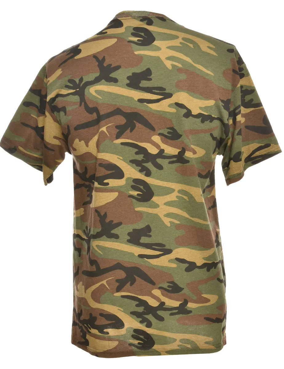 Camouflage Print Printed T-shirt - L