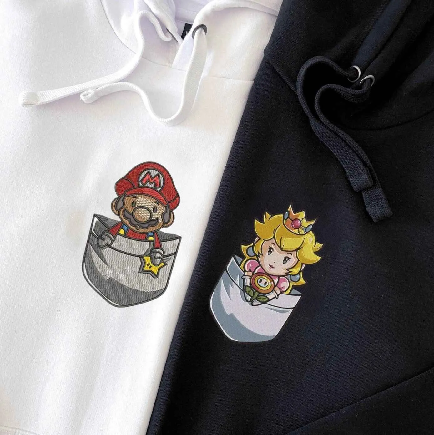 Cartoon Mario and Princess Couple Sweatshirts - Personalized Matching Hoodies For Couples