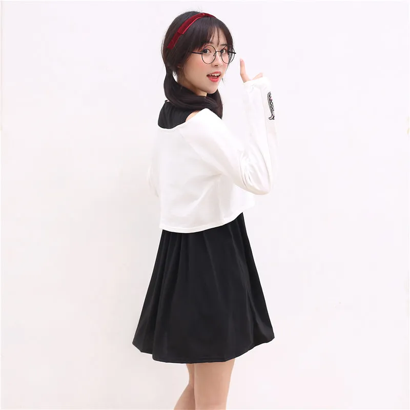 Comic Cartoon Bunny Two Piece Set - Cute and Cozy Mini Dress and Sweatshirt Duo! 🐰👗