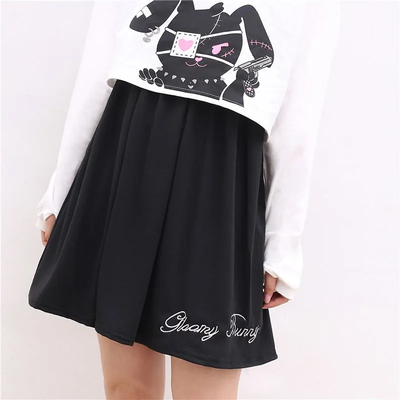 Comic Cartoon Bunny Two Piece Set - Cute and Cozy Mini Dress and Sweatshirt Duo! 🐰👗