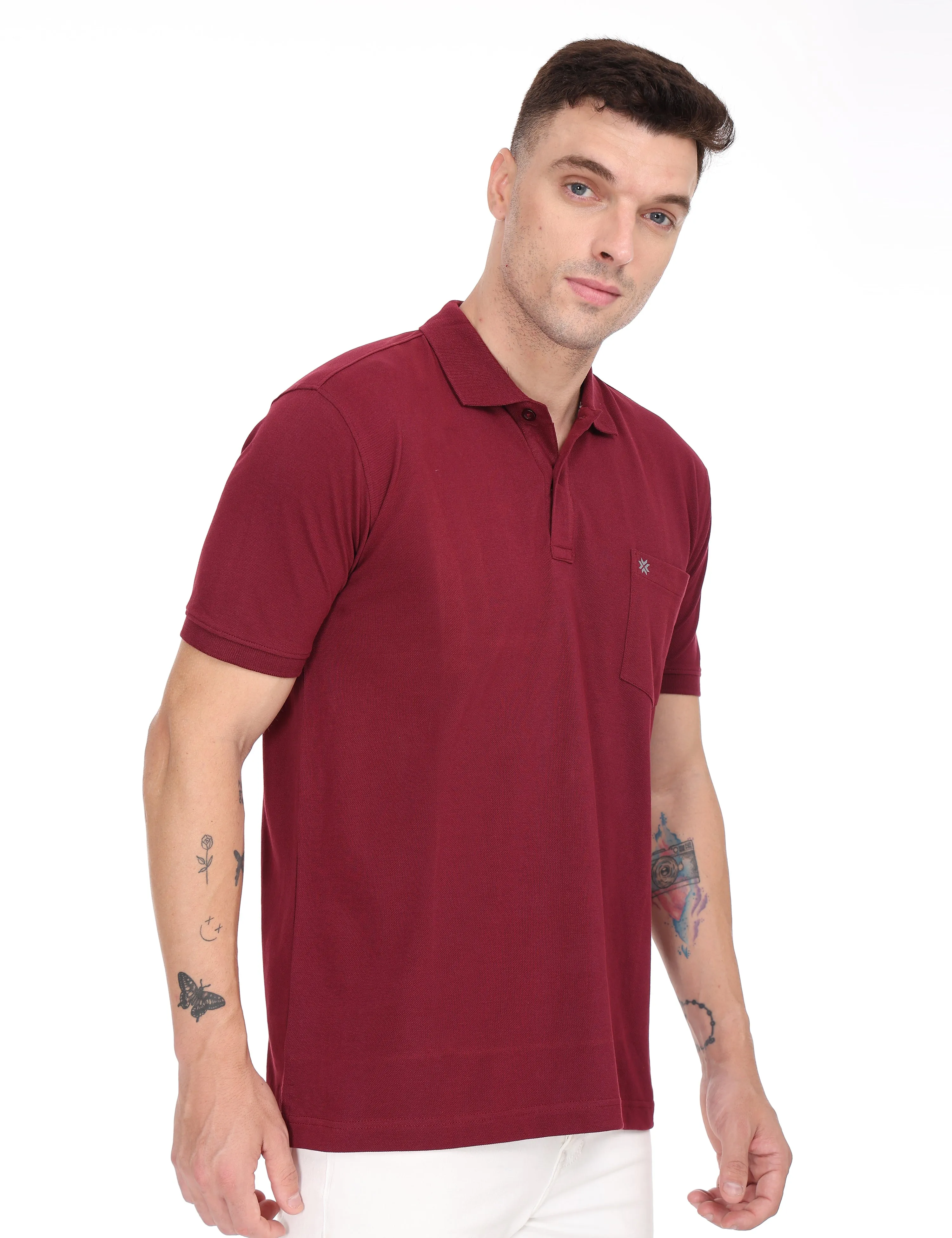 Coral Maroon Colour T-shirt - 7005