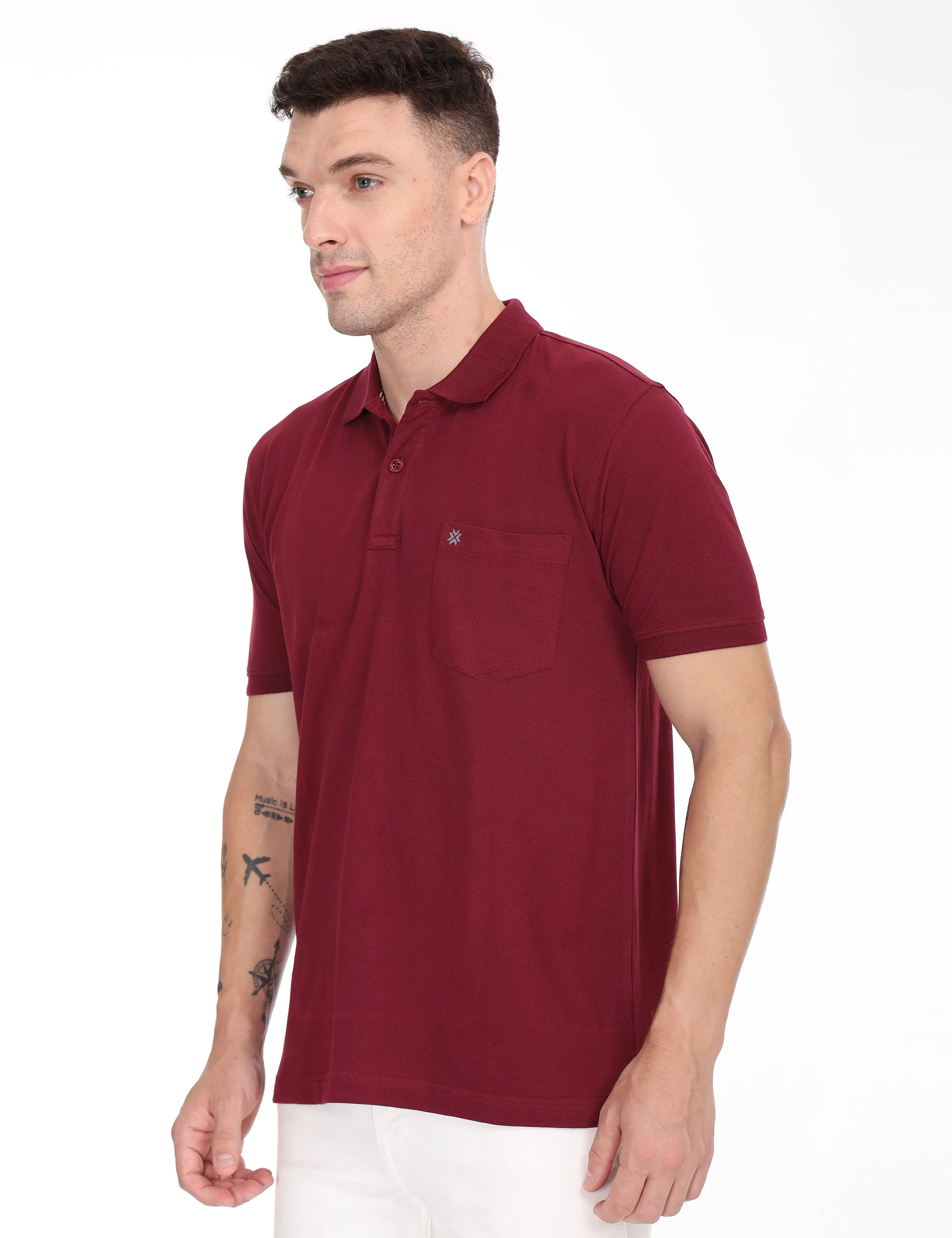 Coral Maroon Colour T-shirt - 7005