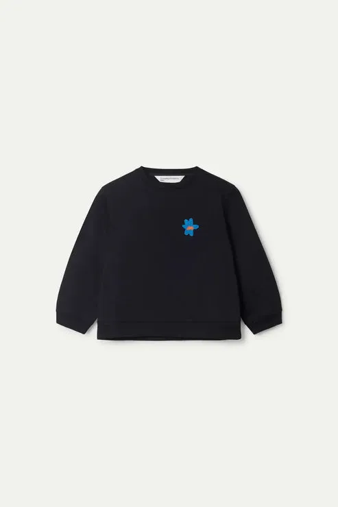 Girl's Sweatshirt w/ Black Flower Patch