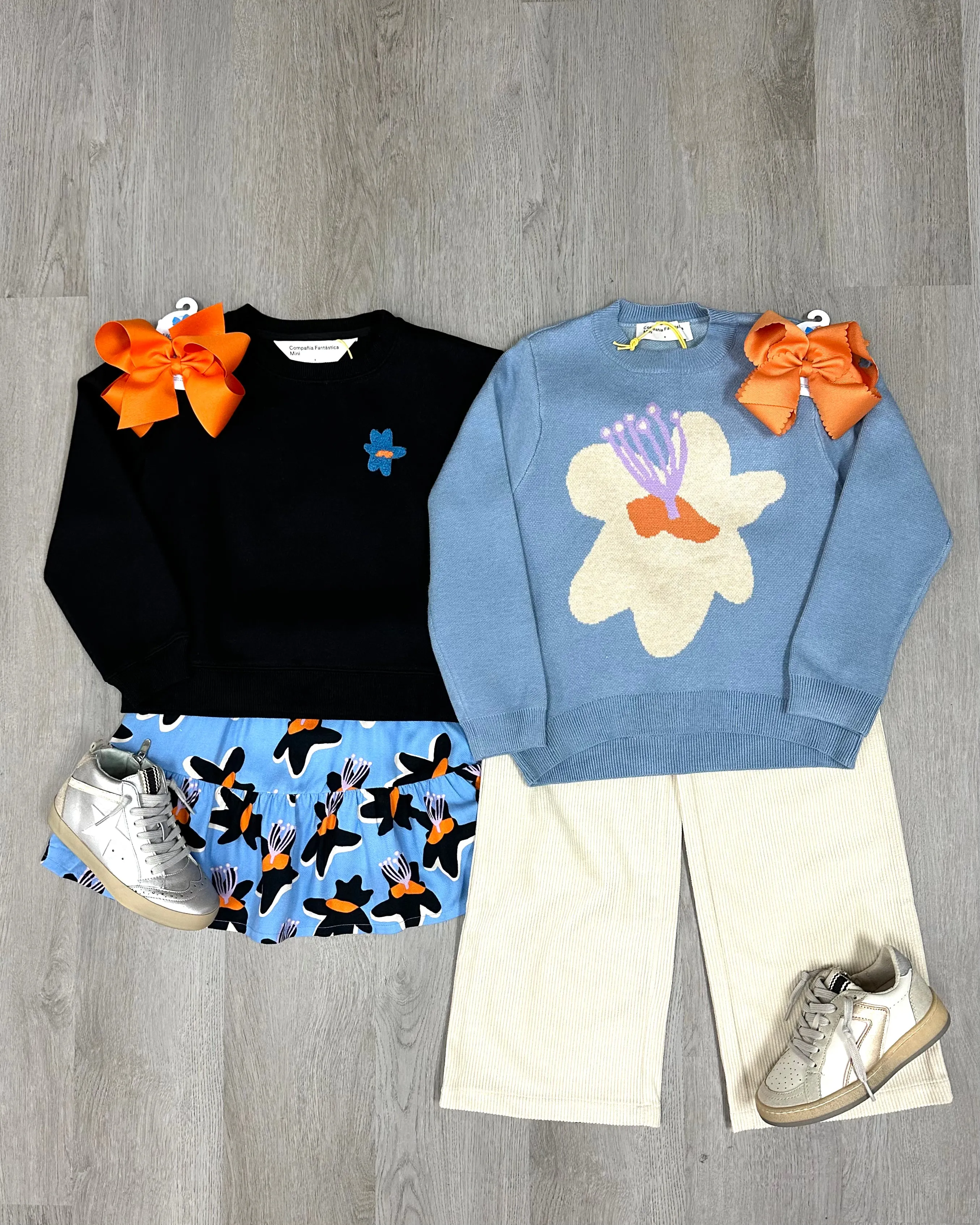 Girl's Sweatshirt w/ Black Flower Patch