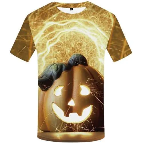 Halloween T shirts Men Psychedelic Shirt Print Pumpkin Tshirts Novelty Fire T-shirts 3d Short Sleeve Fashion Men women Tee