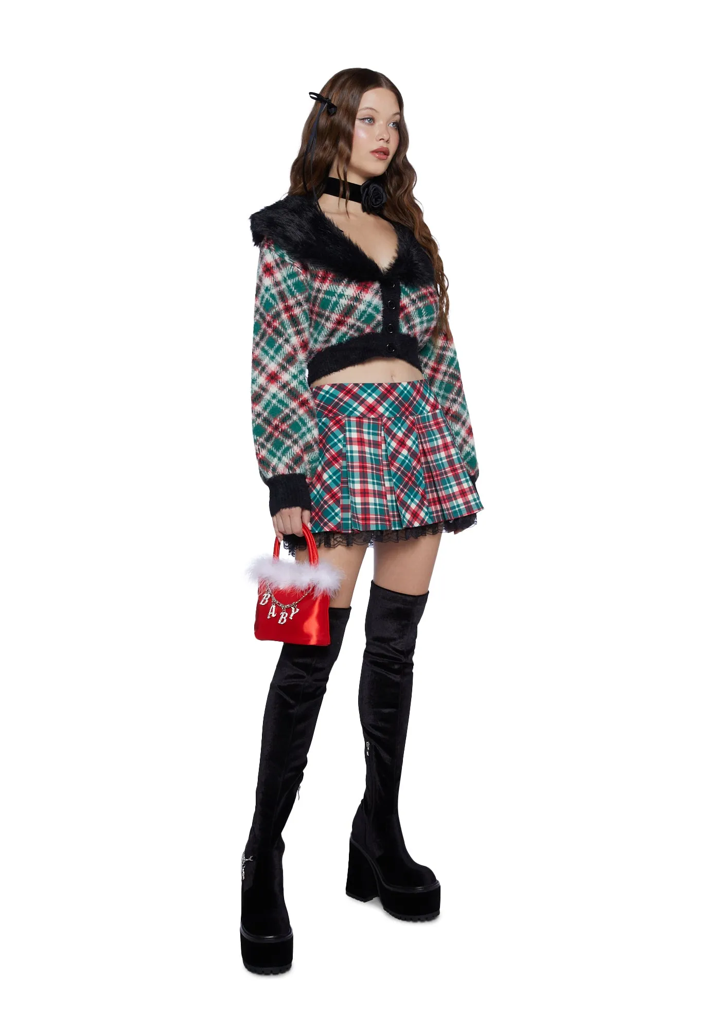 Holiday Party Plaid Mini Skirt