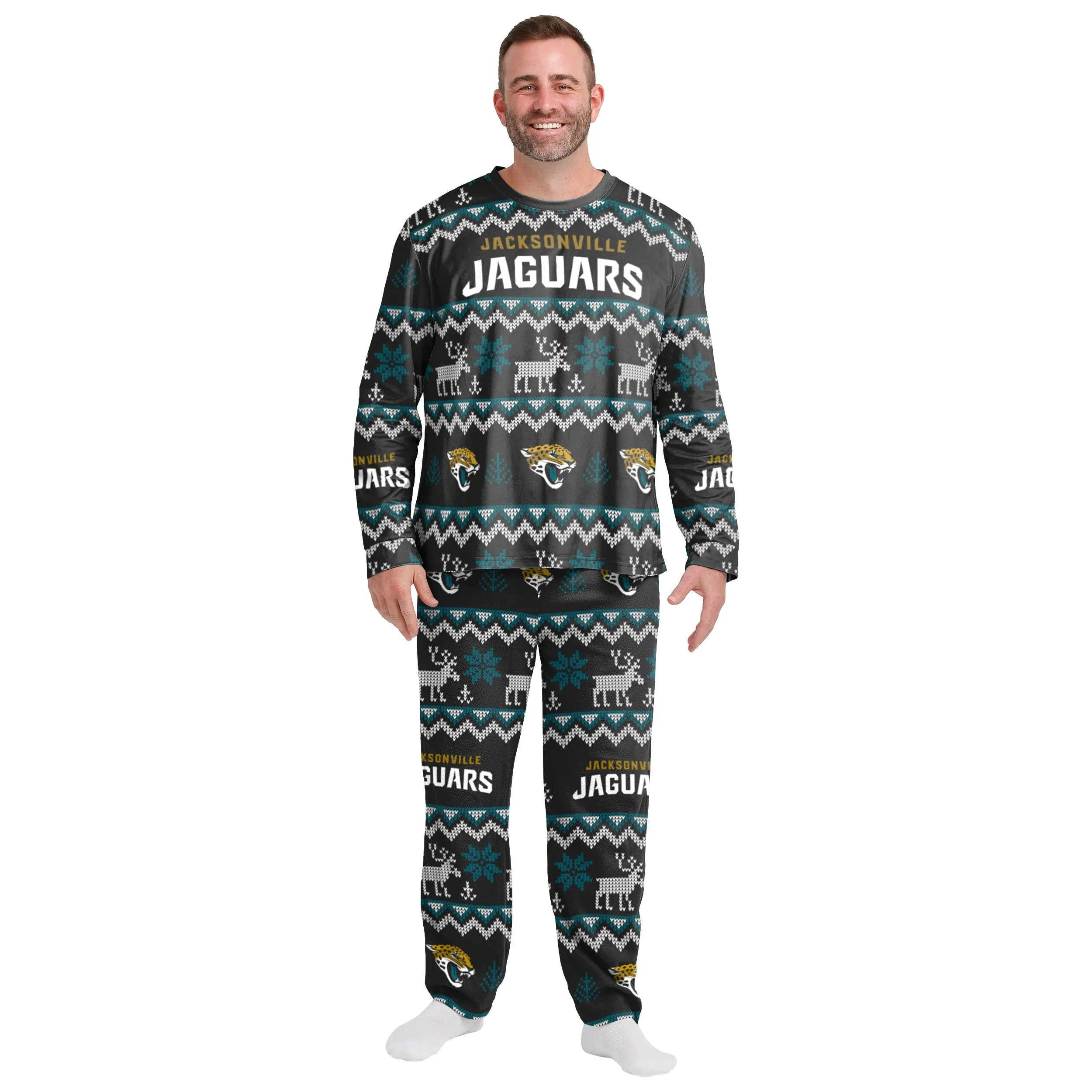 Jacksonville Jaguars NFL Ugly Pattern Family Holiday Pajamas