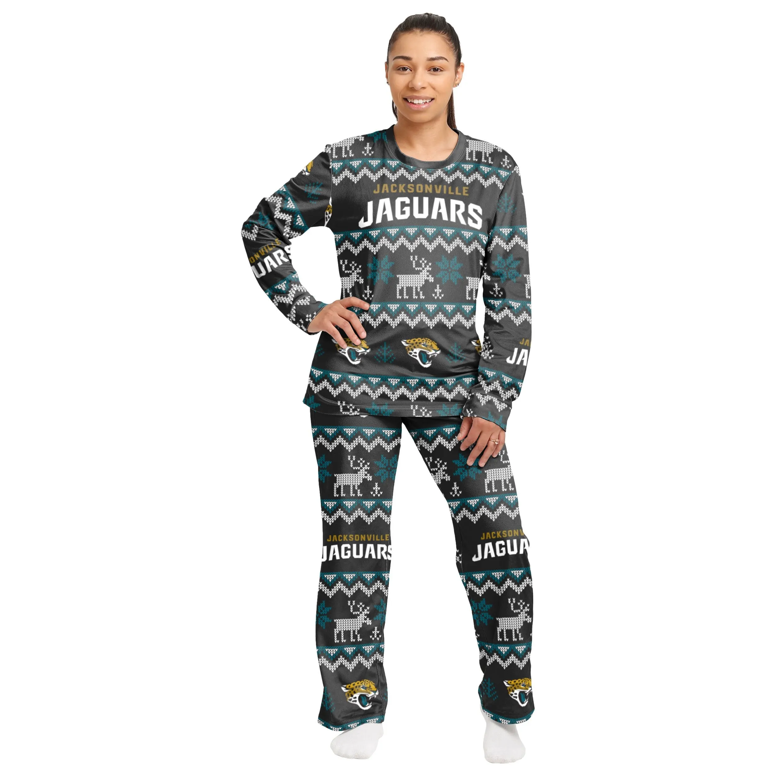Jacksonville Jaguars NFL Ugly Pattern Family Holiday Pajamas