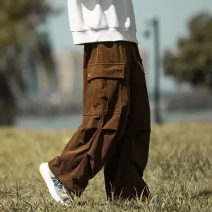 Leo – Men's Vintage Brown Corduroy Loose-fit Pants