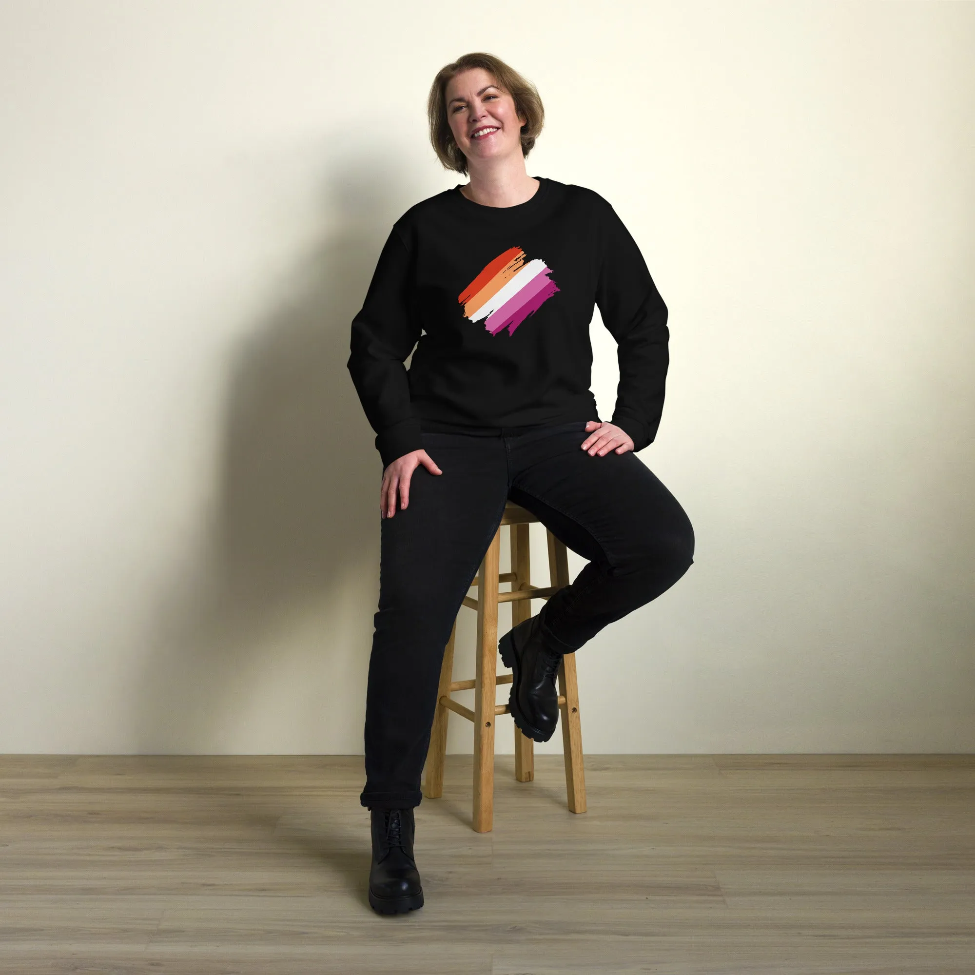 Lesbian Pride Brush Strokes Organic Sweatshirt