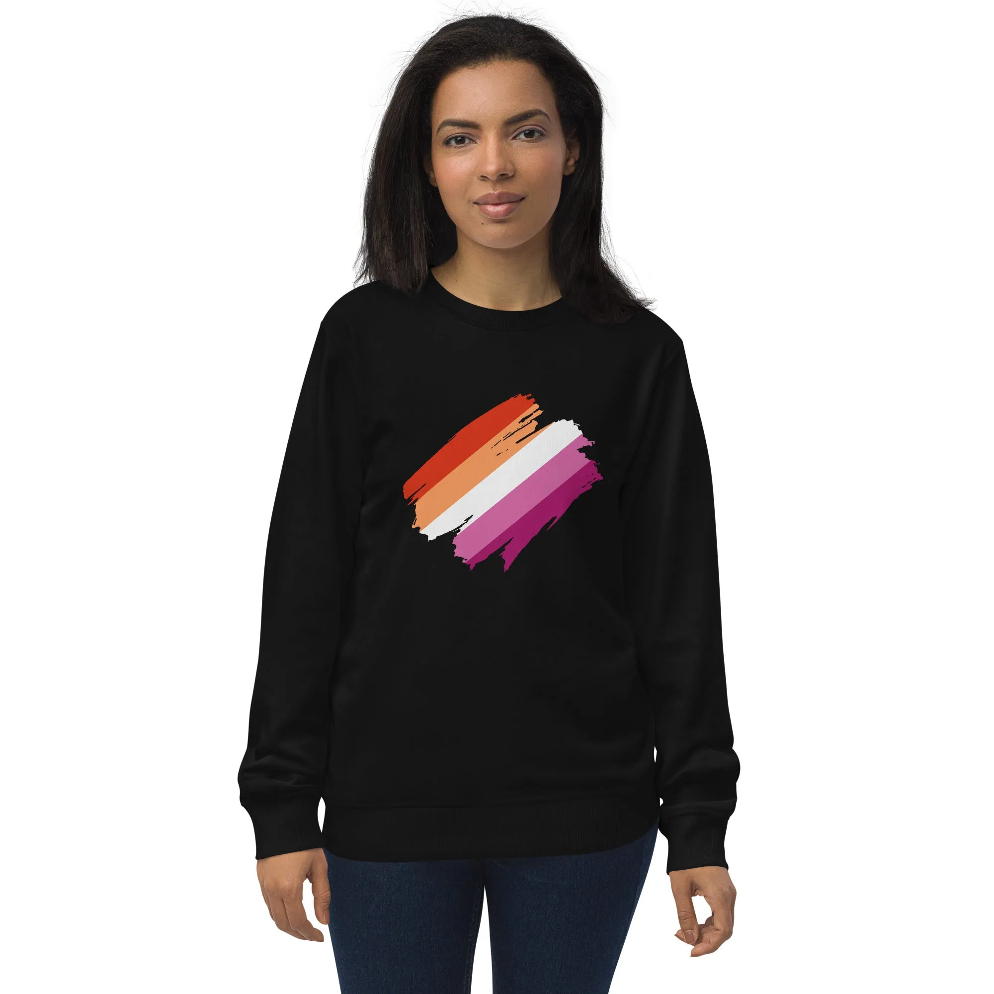 Lesbian Pride Brush Strokes Organic Sweatshirt