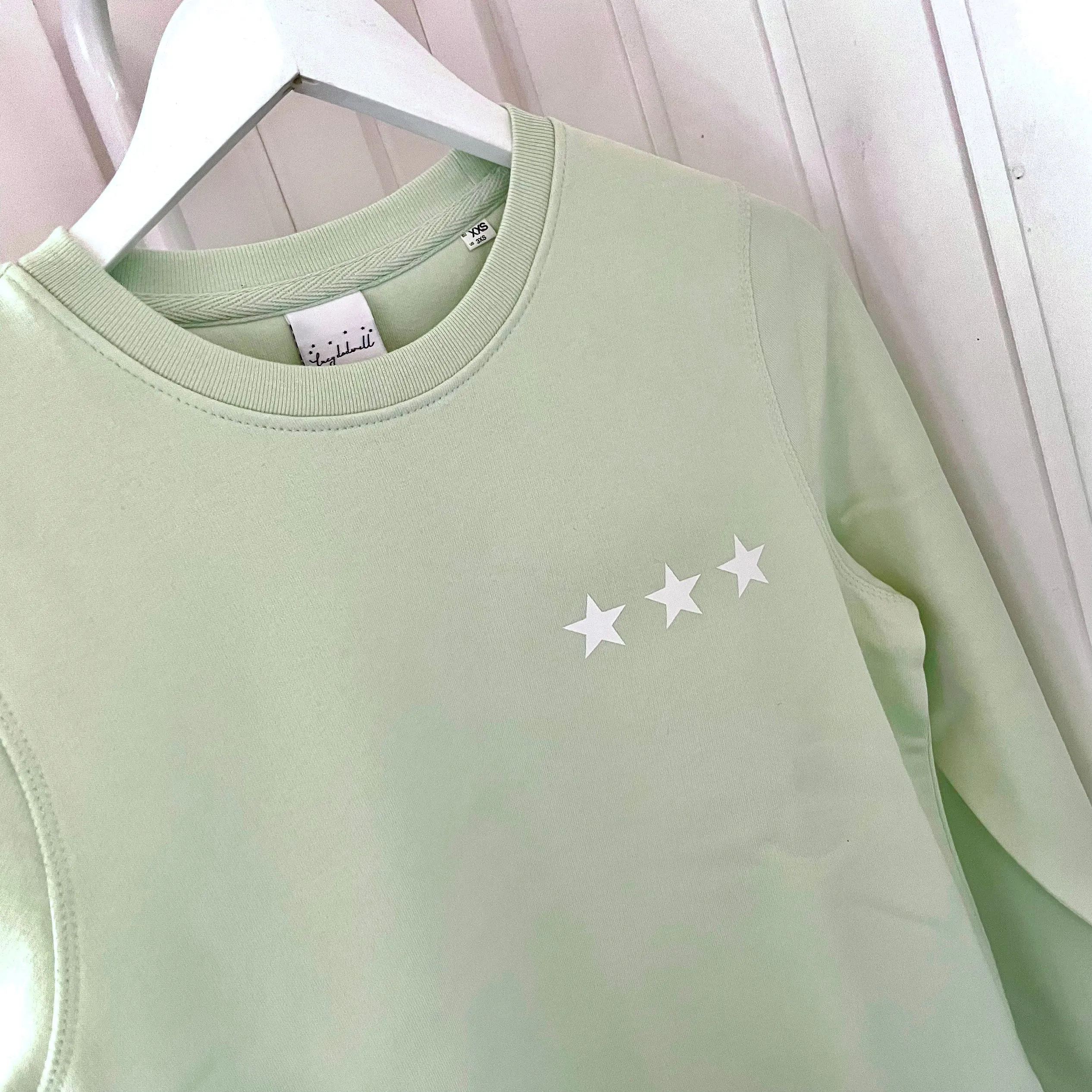 Light mint three stars sweatshirt *SALE* NOW 75% OFF!!!!!