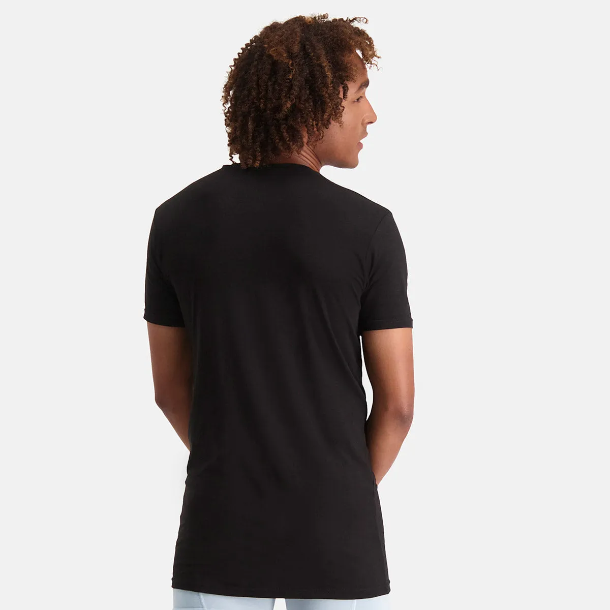 Long Fit T-Shirts Velo V-hals (2-pack) -  Zwart