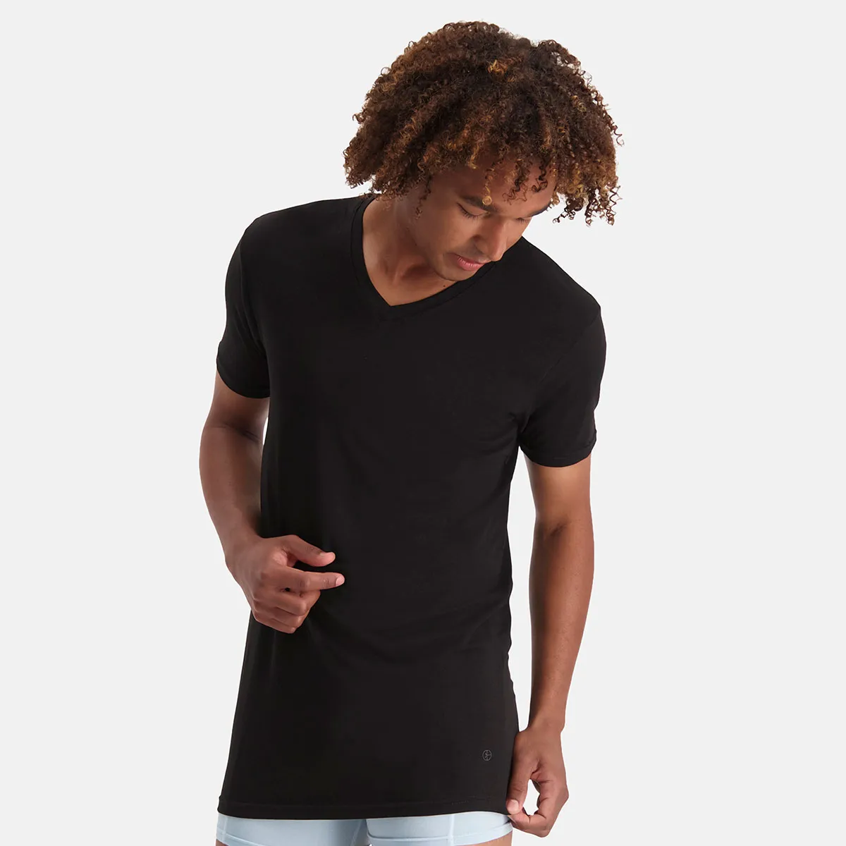 Long Fit T-Shirts Velo V-hals (2-pack) -  Zwart