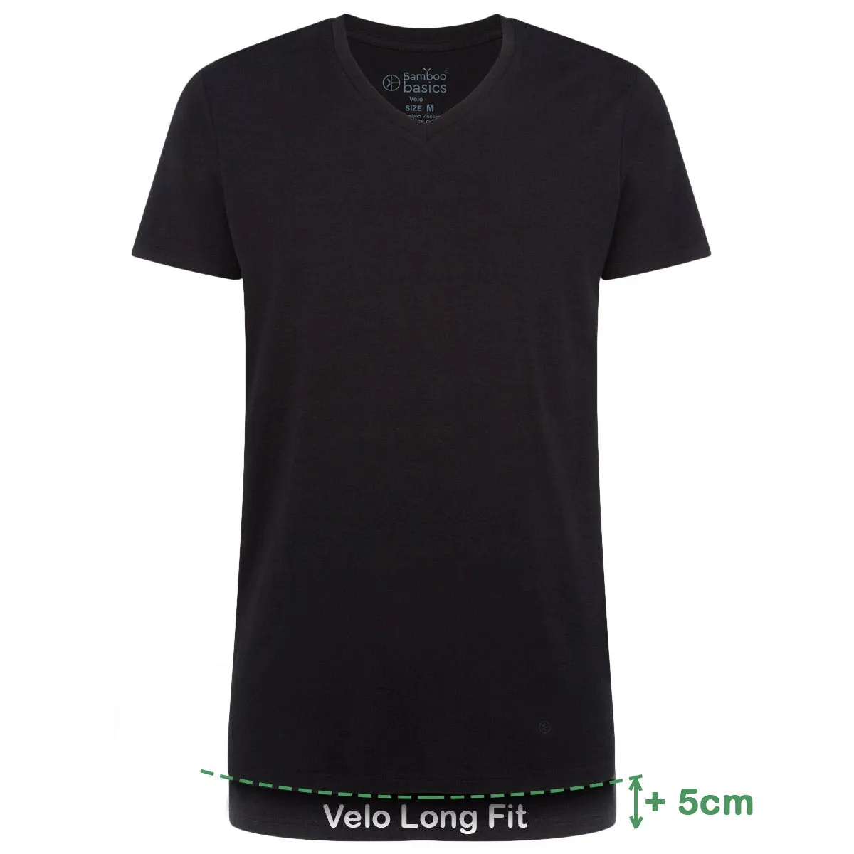 Long Fit T-Shirts Velo V-hals (2-pack) -  Zwart