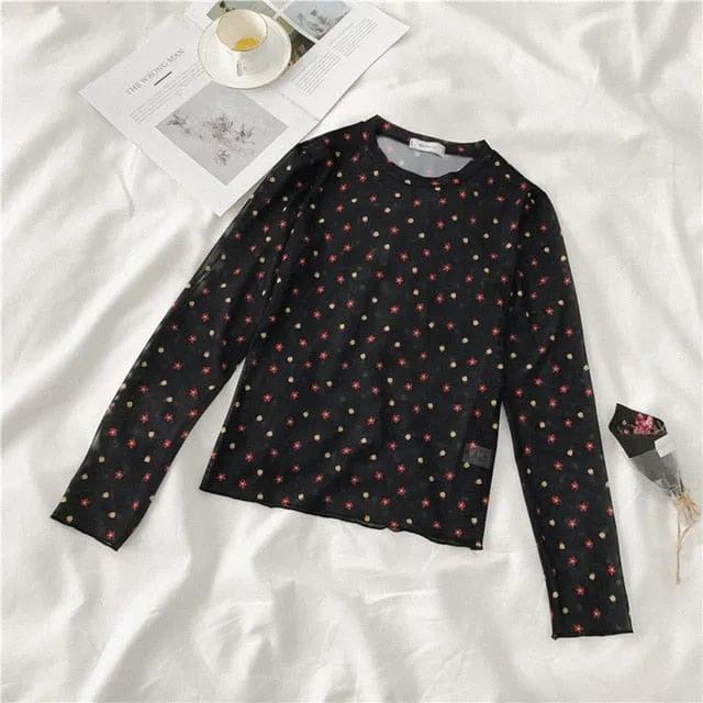 Long Sleeve Kawaii Print Top