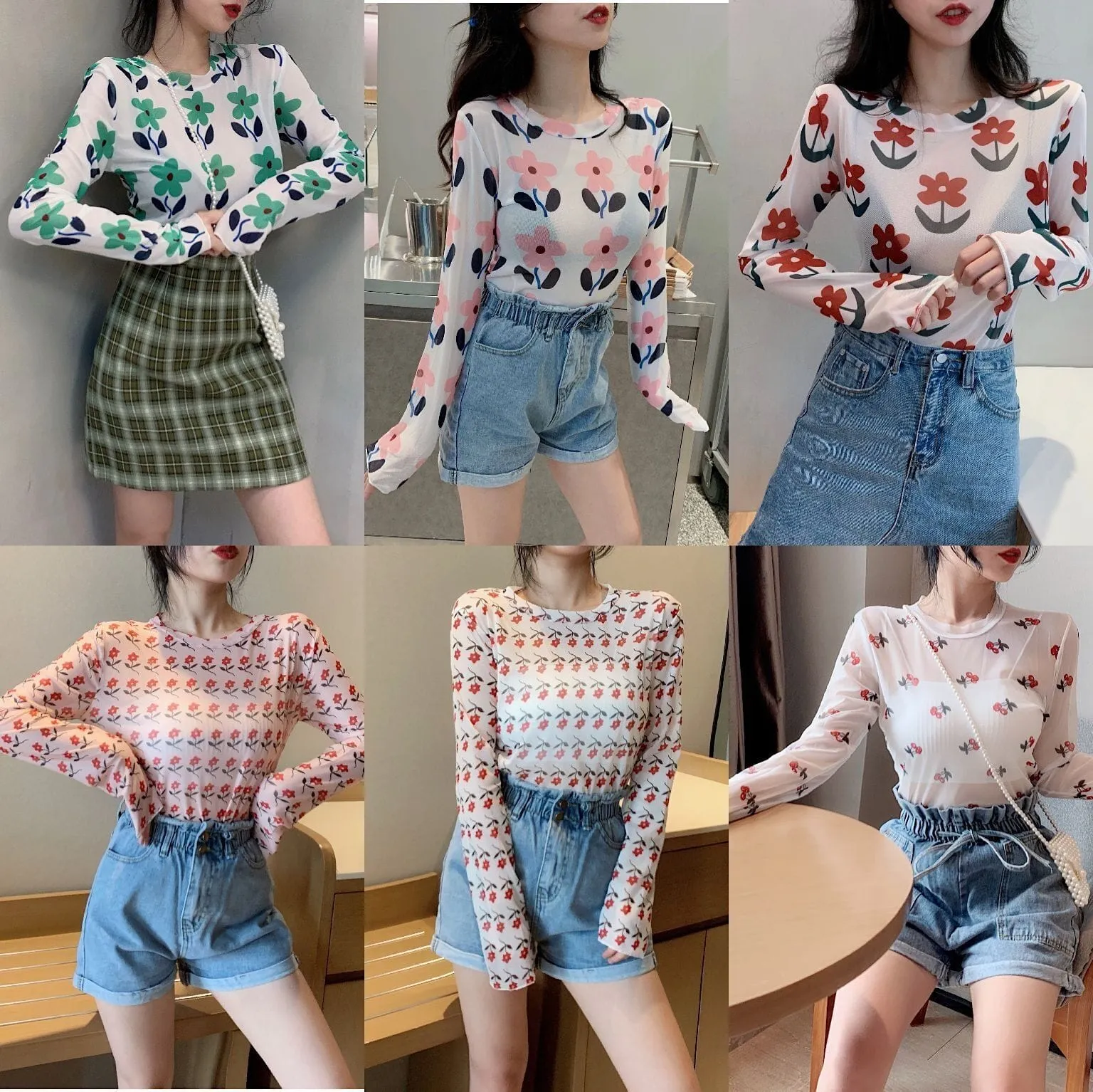 Long Sleeve Kawaii Print Top