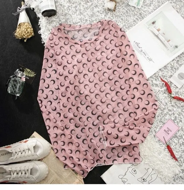 Long Sleeve Kawaii Print Top