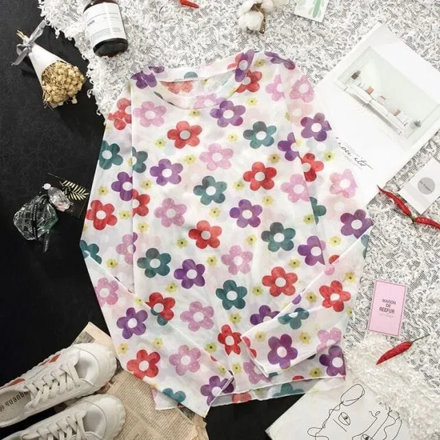 Long Sleeve Kawaii Print Top