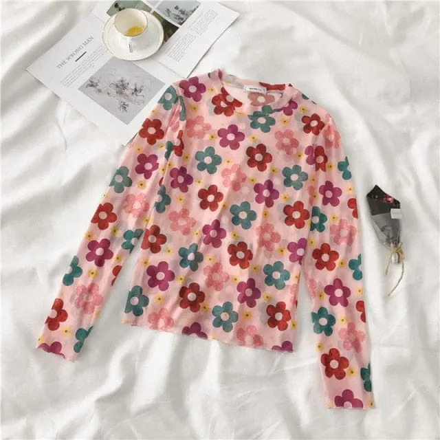 Long Sleeve Kawaii Print Top