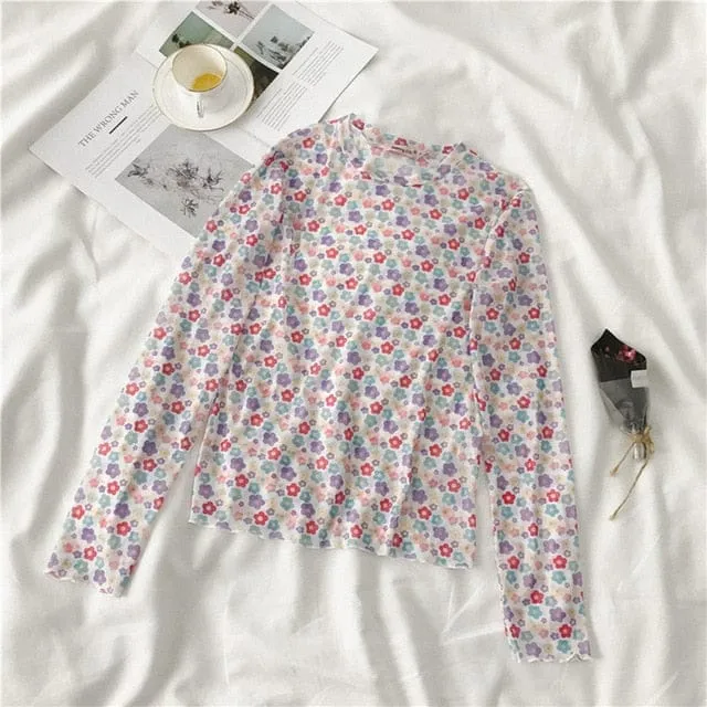 Long Sleeve Kawaii Print Top