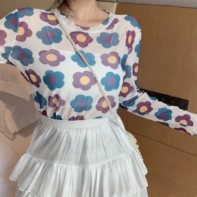 Long Sleeve Kawaii Print Top