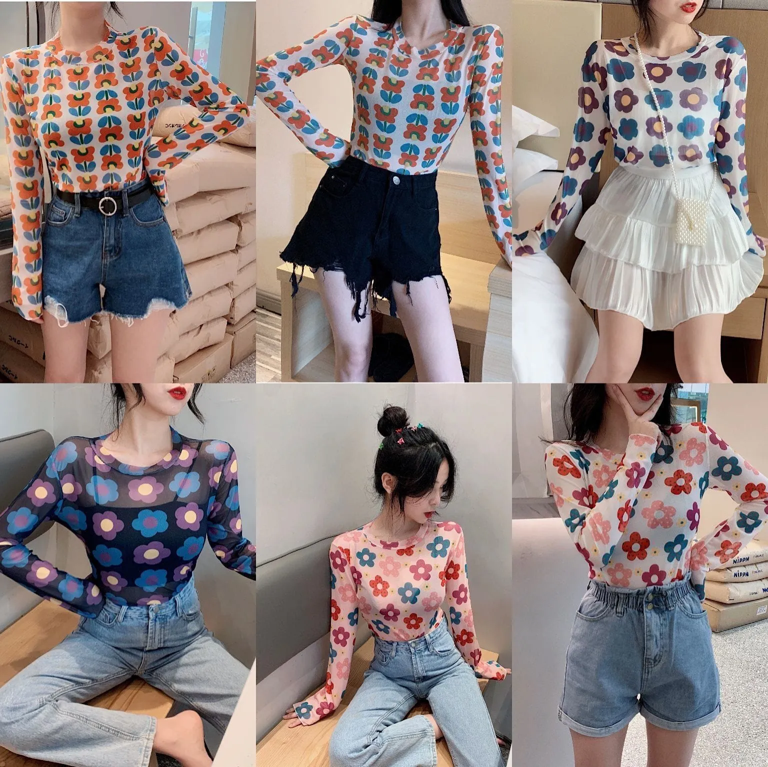 Long Sleeve Kawaii Print Top