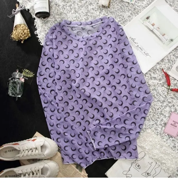 Long Sleeve Kawaii Print Top