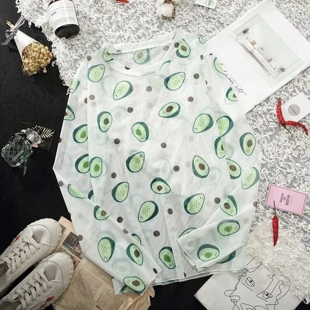 Long Sleeve Kawaii Print Top