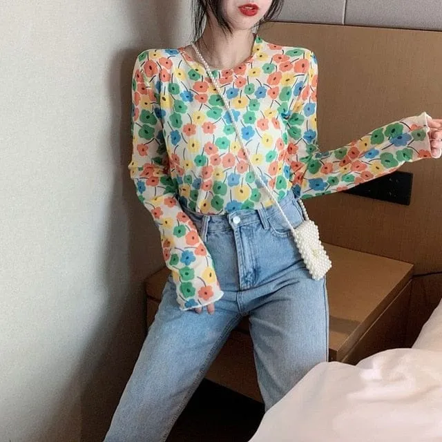 Long Sleeve Kawaii Print Top